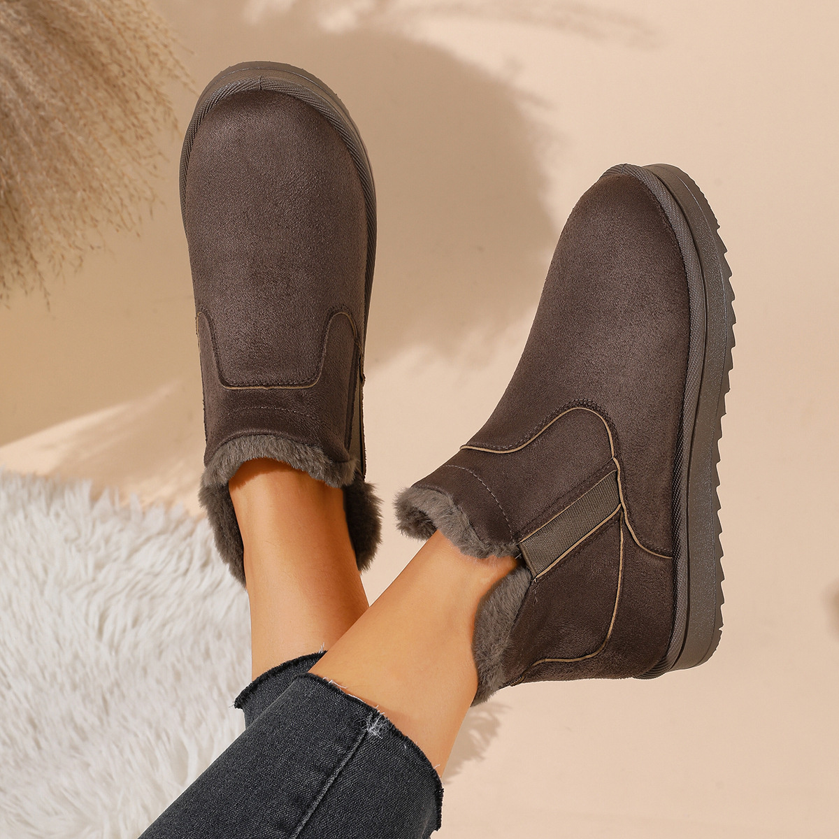 Plush Lined Winter Ankle Boots