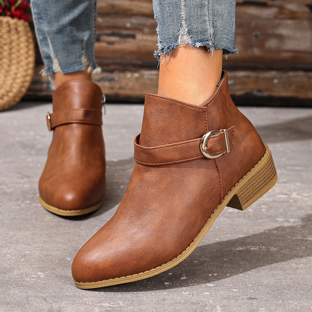 Point Toe Block Heels Boots
