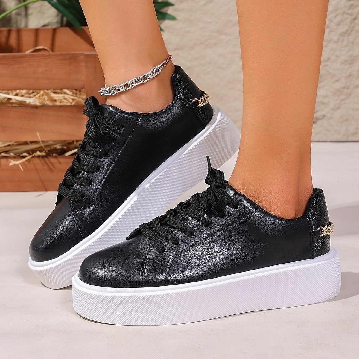 Round Toe Platform Sneakers