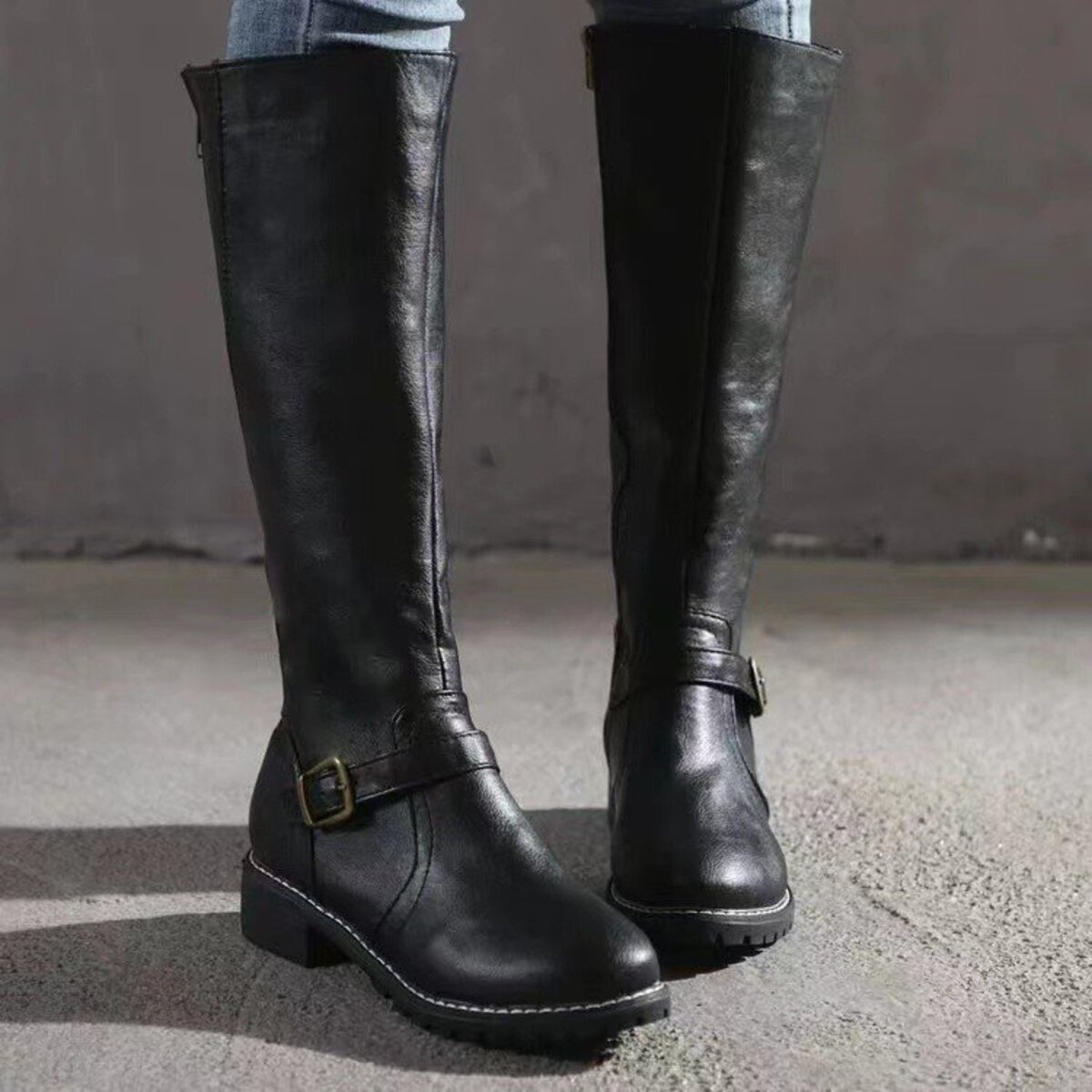 Round Toe Block Heels Boots