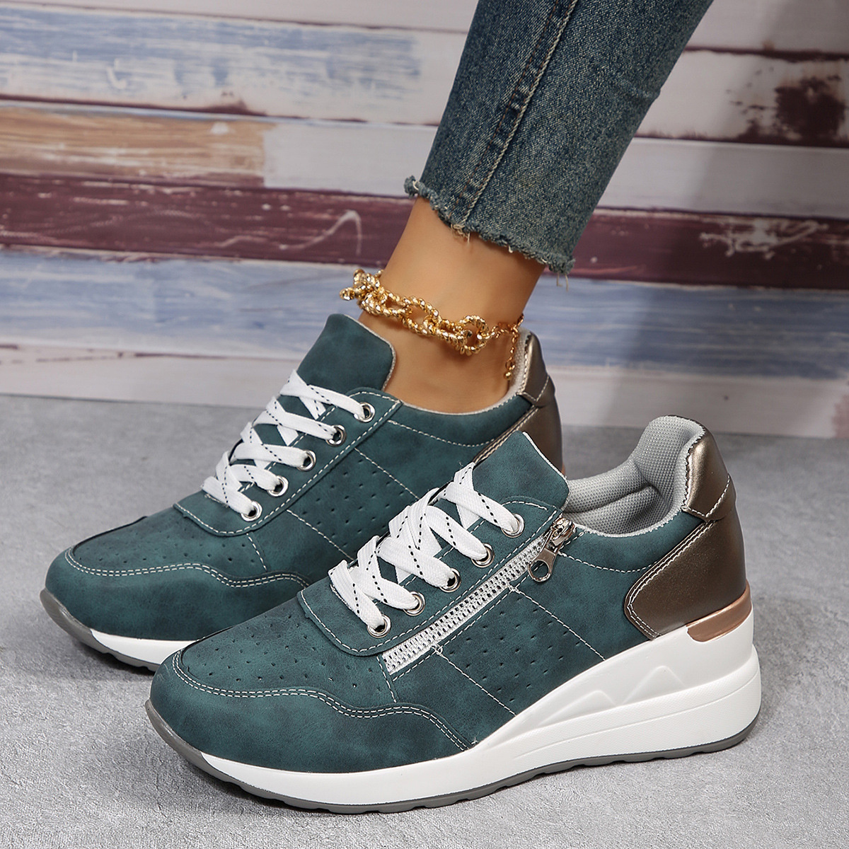 Lace Up Wedge Sneakers