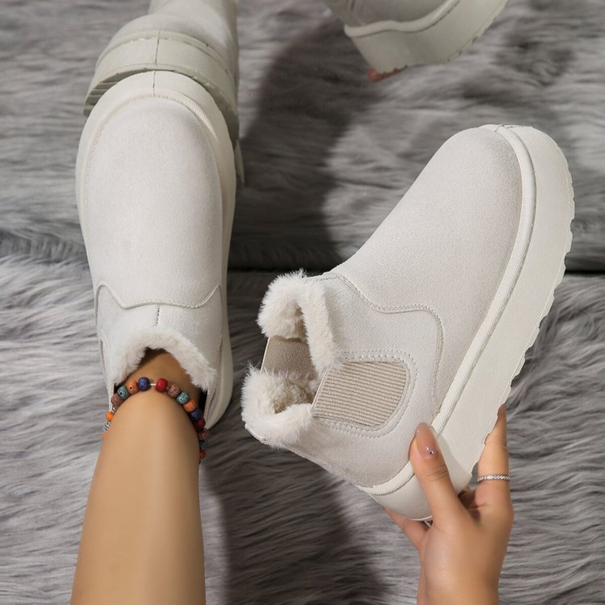 Round Toe Platform Ankle Boots