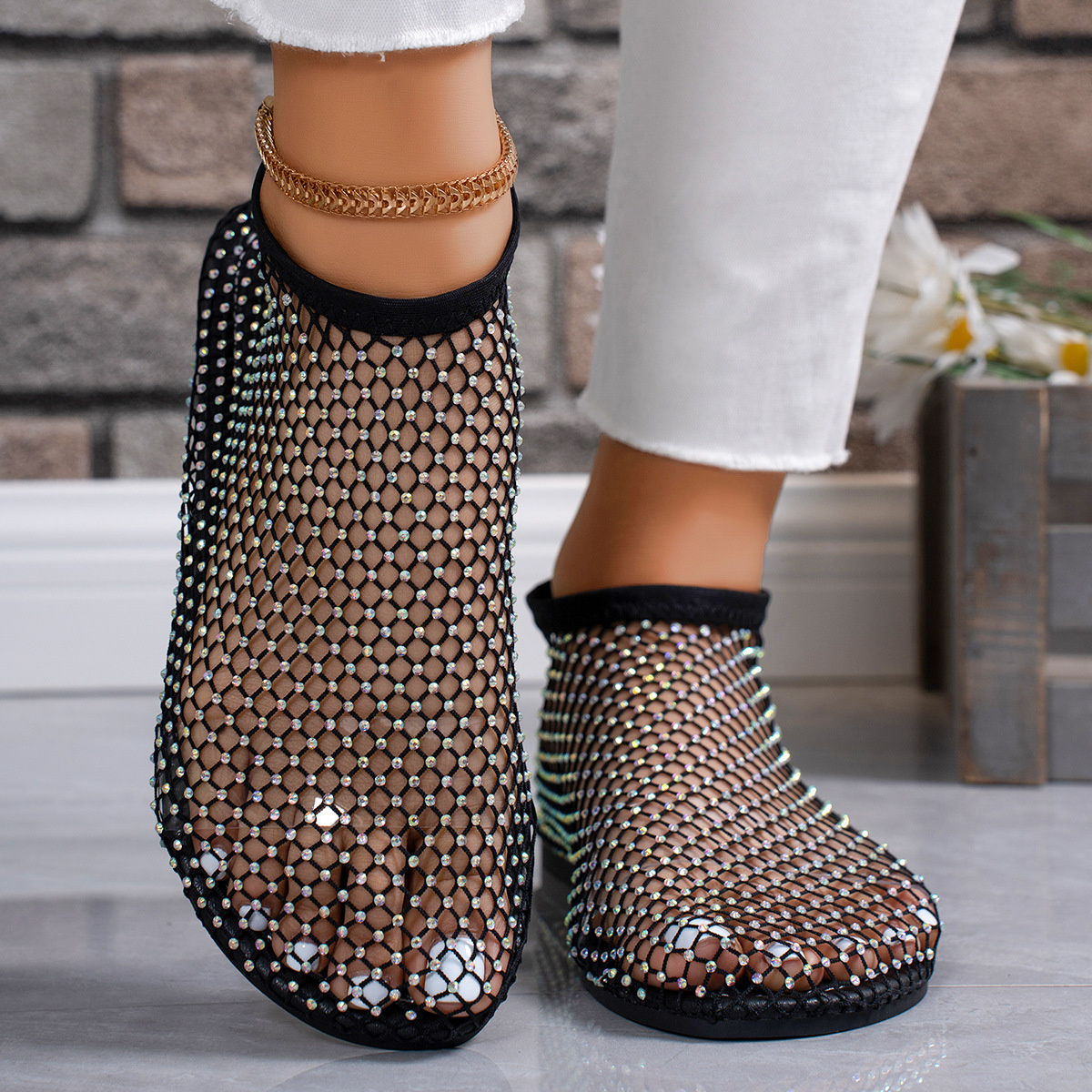 Rhinestone Hollow Out Sandals