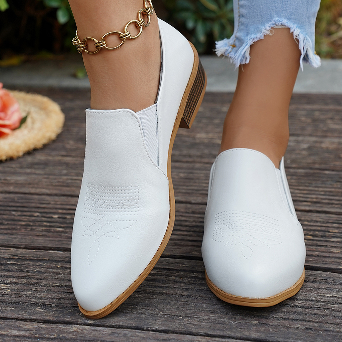 Point Toe Block Heels Loafers
