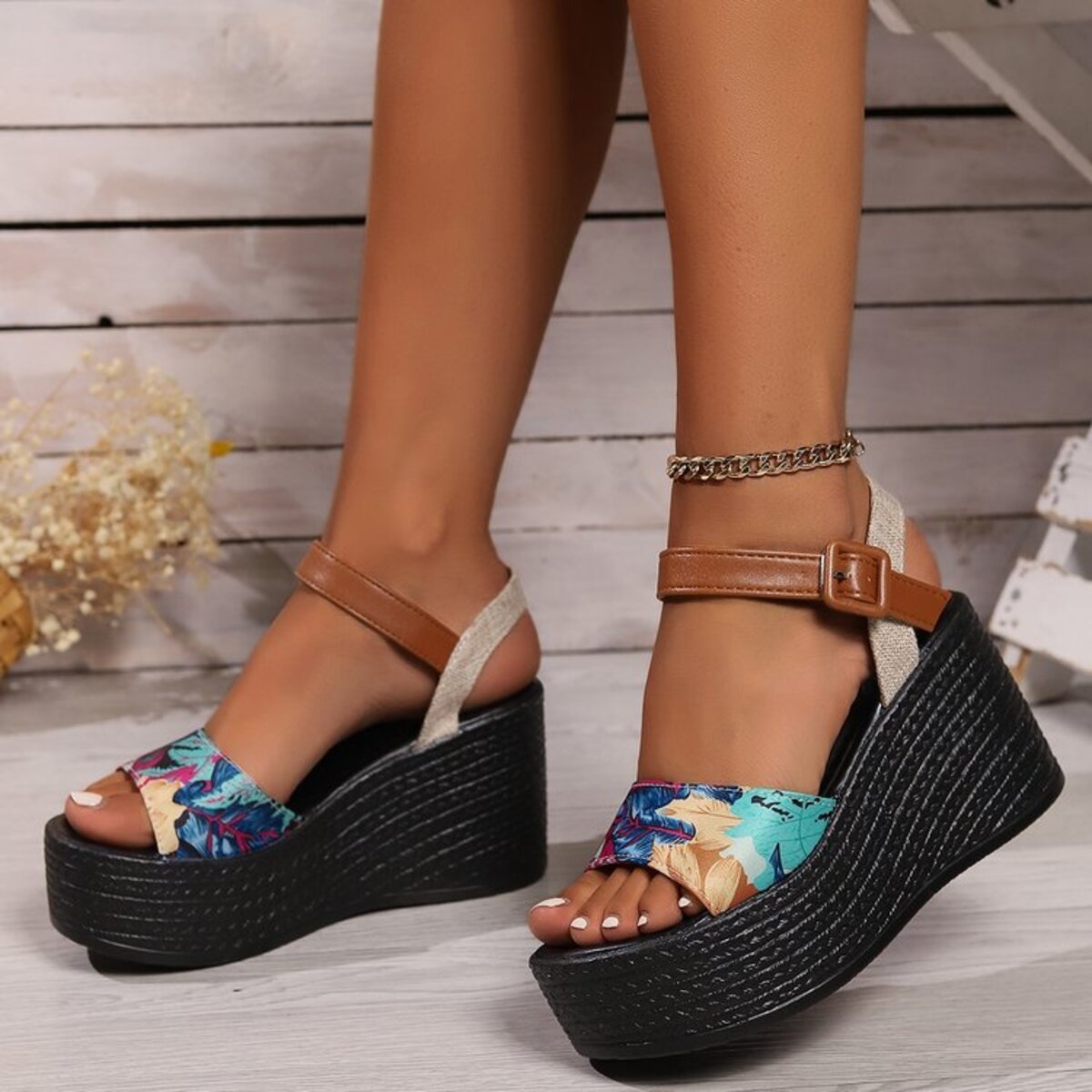 Open Toe Platform Wedge Sandals