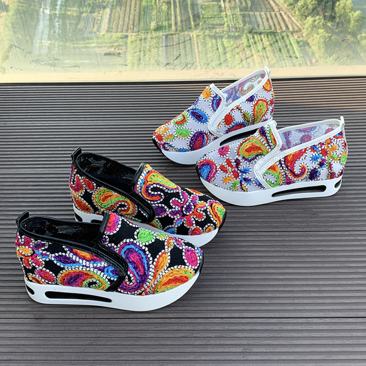 Round Toe Platform Slip-Ons