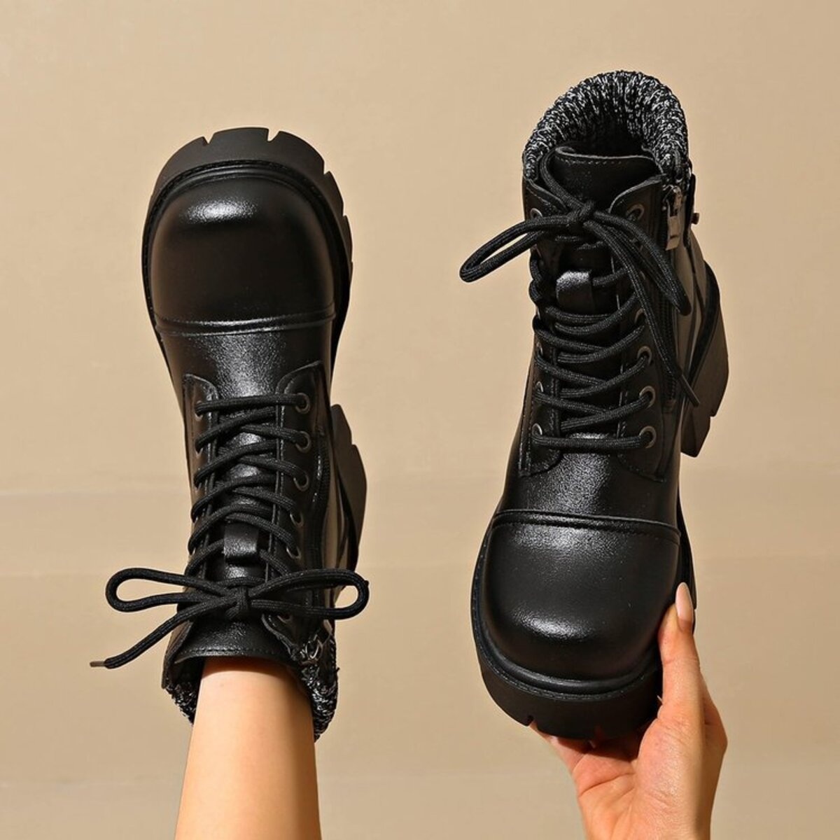 Round Toe Block Heels Boots