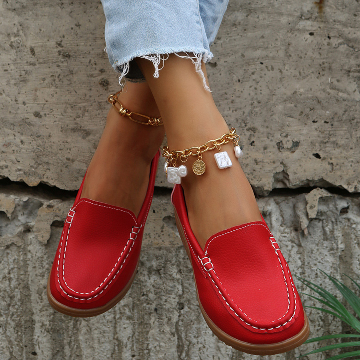 Round Toe Wedge Slip-Ons