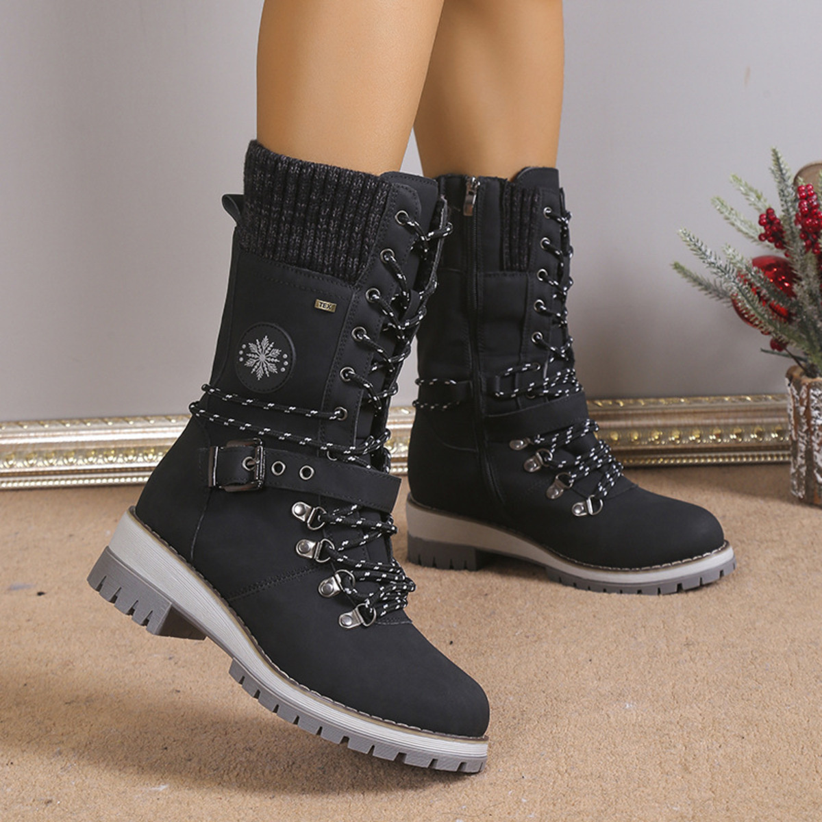 Lace Up Block Heel Boots