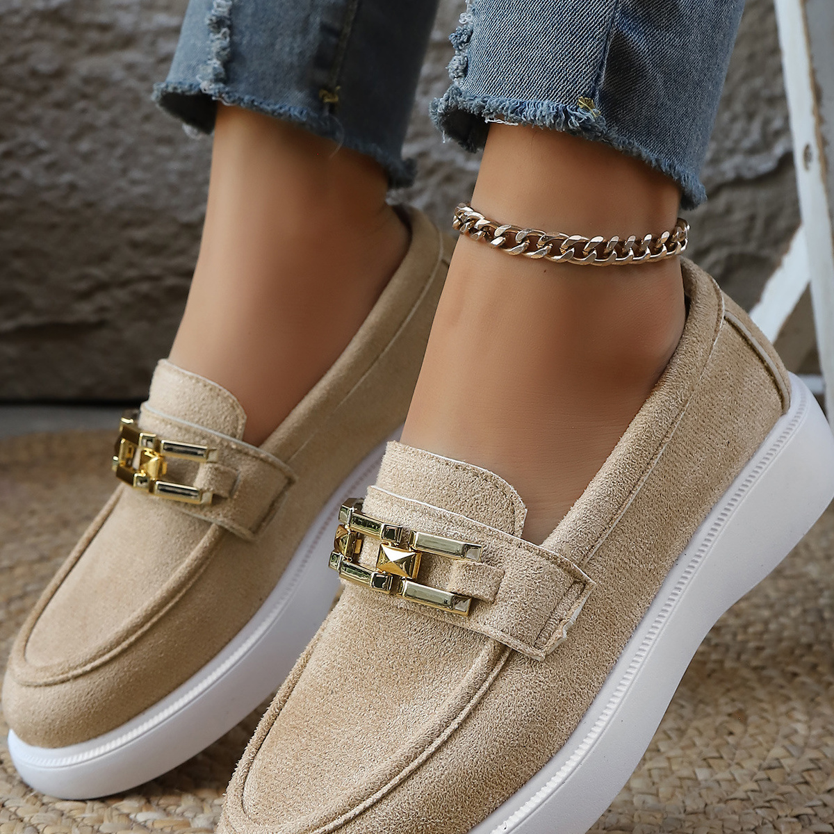 Round Toe Platform Slip-Ons