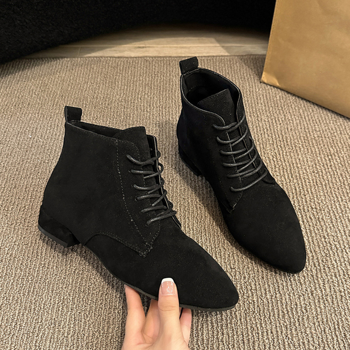 Point Toe Block Heels Boots