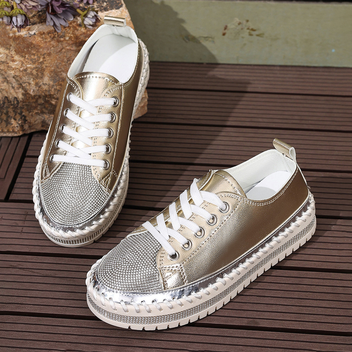 Round Toe Platform Sneakers