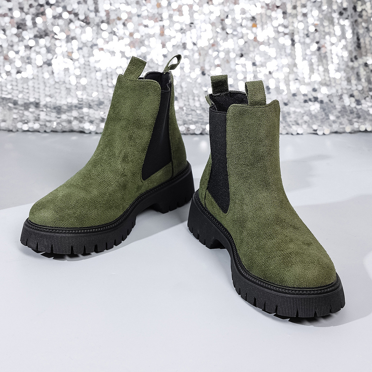 Elastic Side Panels Ankle Boots