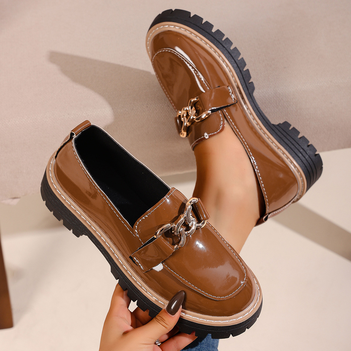 Chain Decor Chunky Loafers
