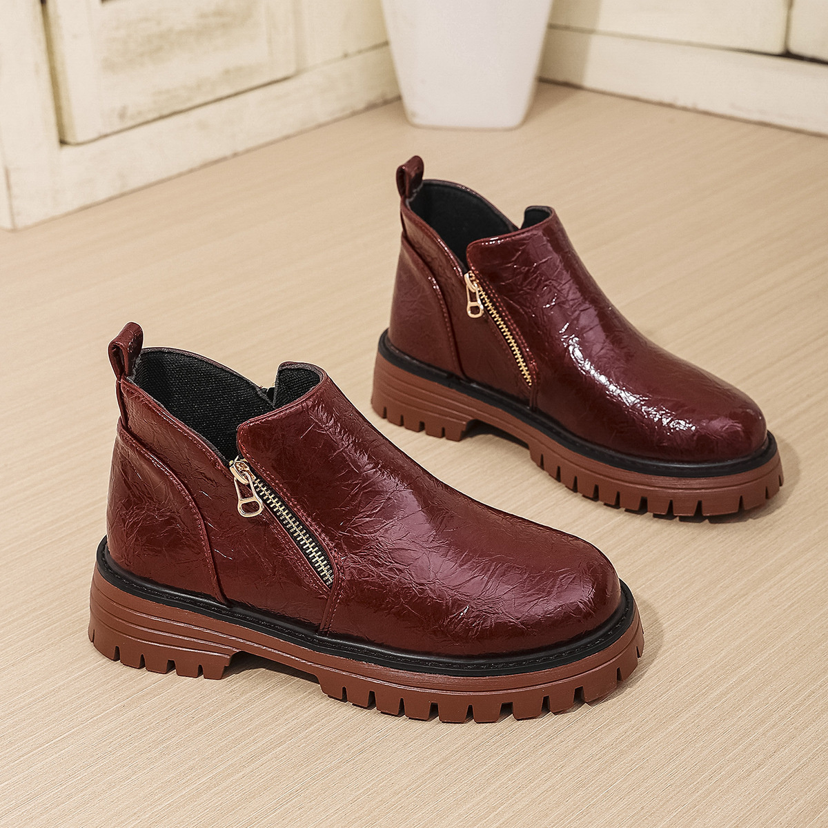 Round Toe Block Heels Boots