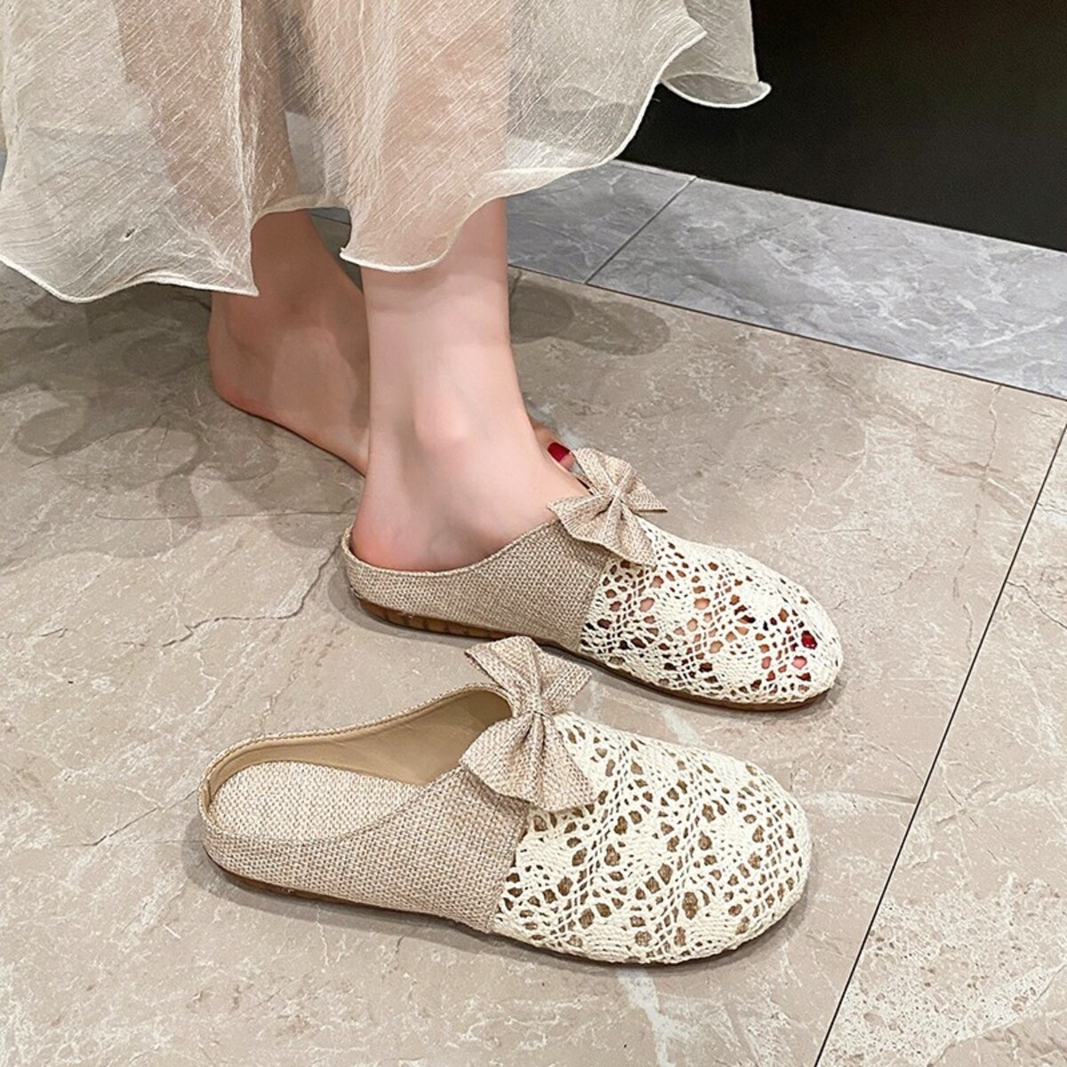 Round Toe Bow Slip-Ons