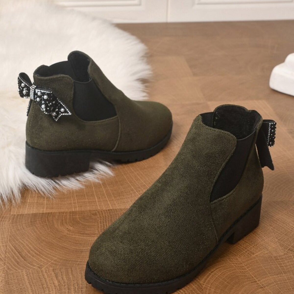 Round Toe Block Heels Boots