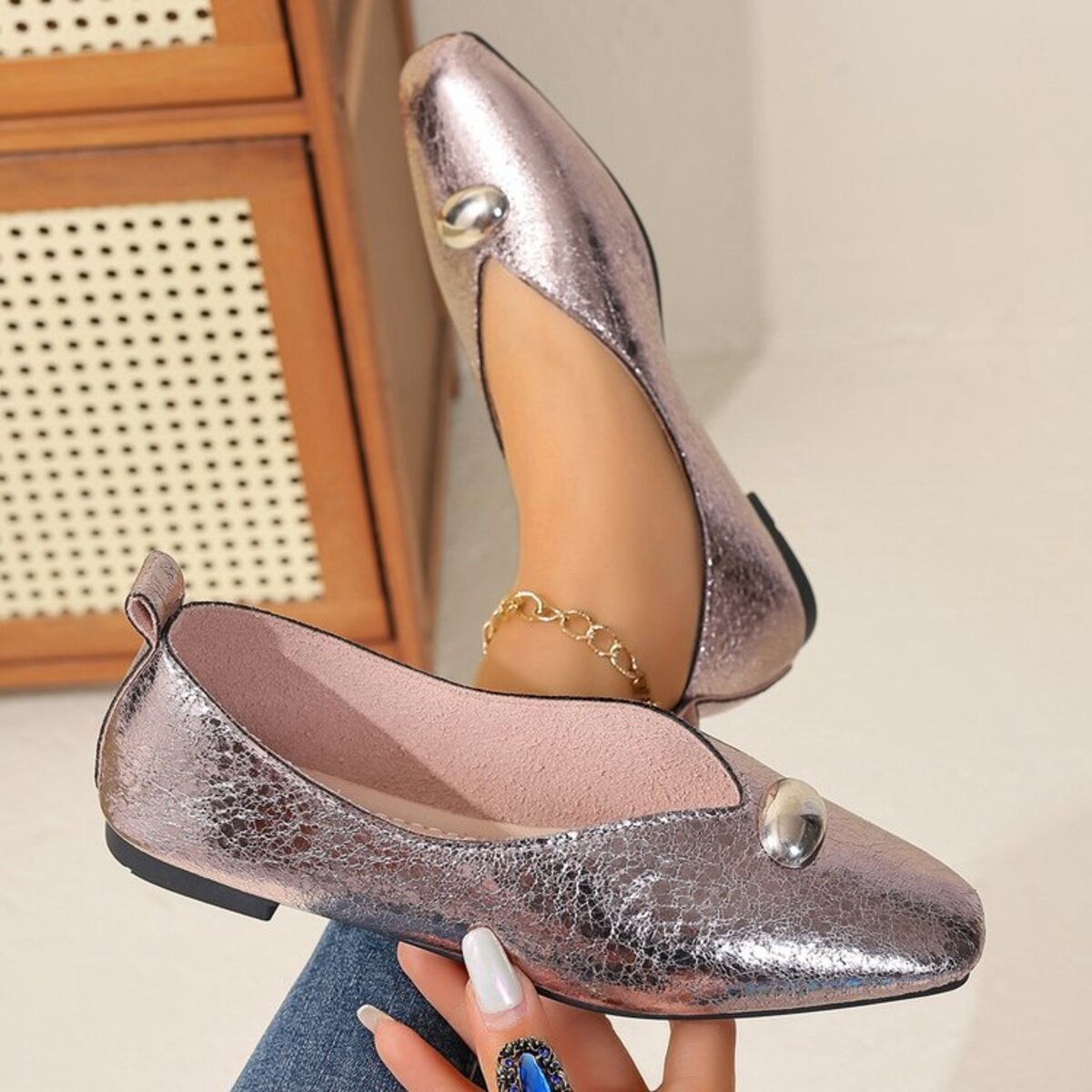 Square Toe Flats Slip-Ons