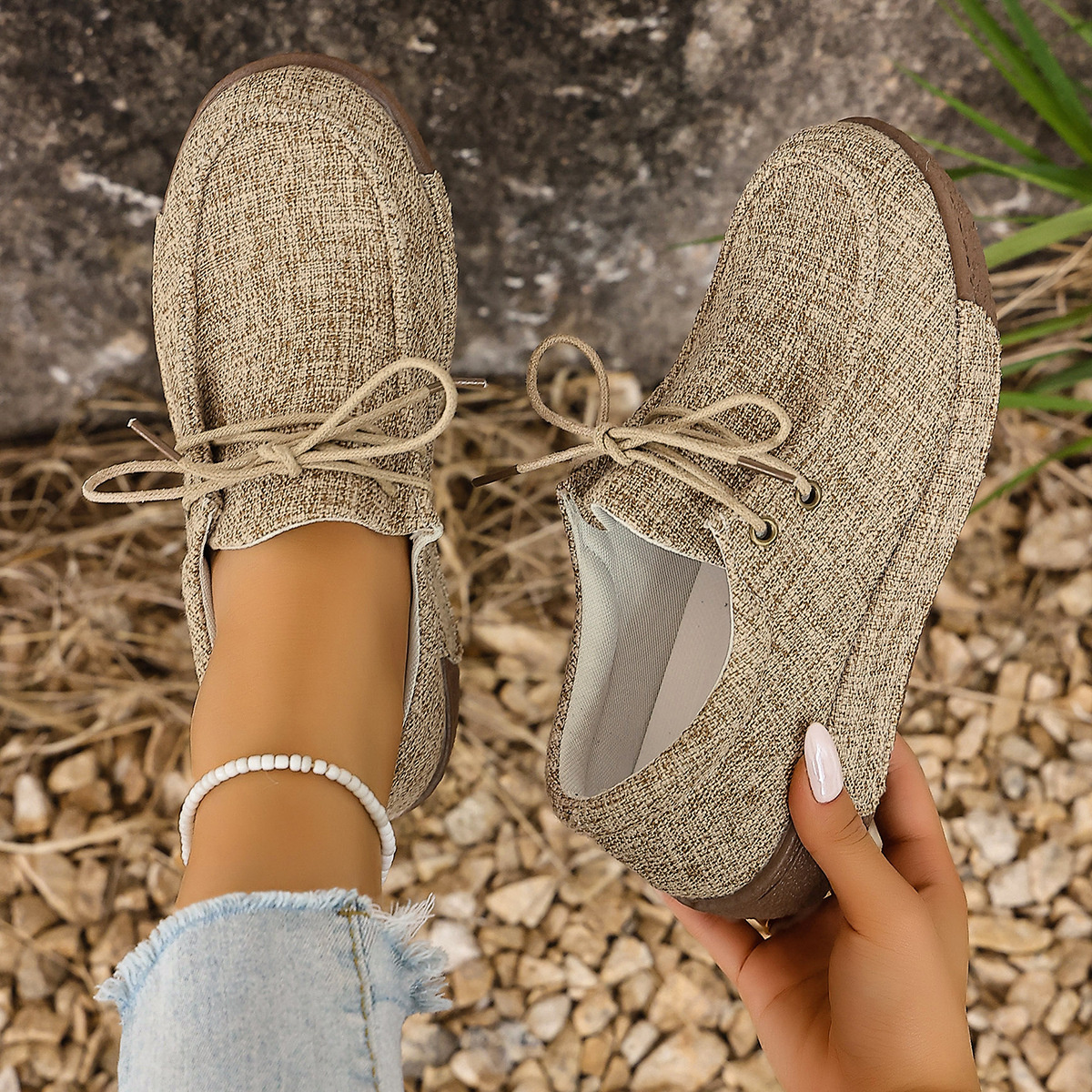 Round Toe Lace-Up Sneakers