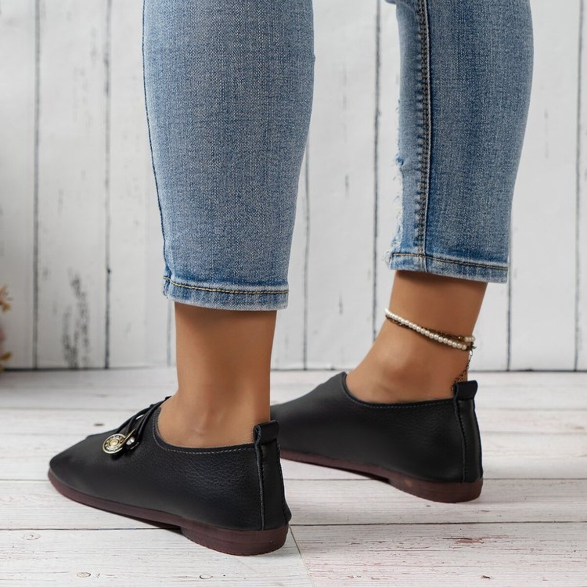 Casual Button Detail Slip-Ons