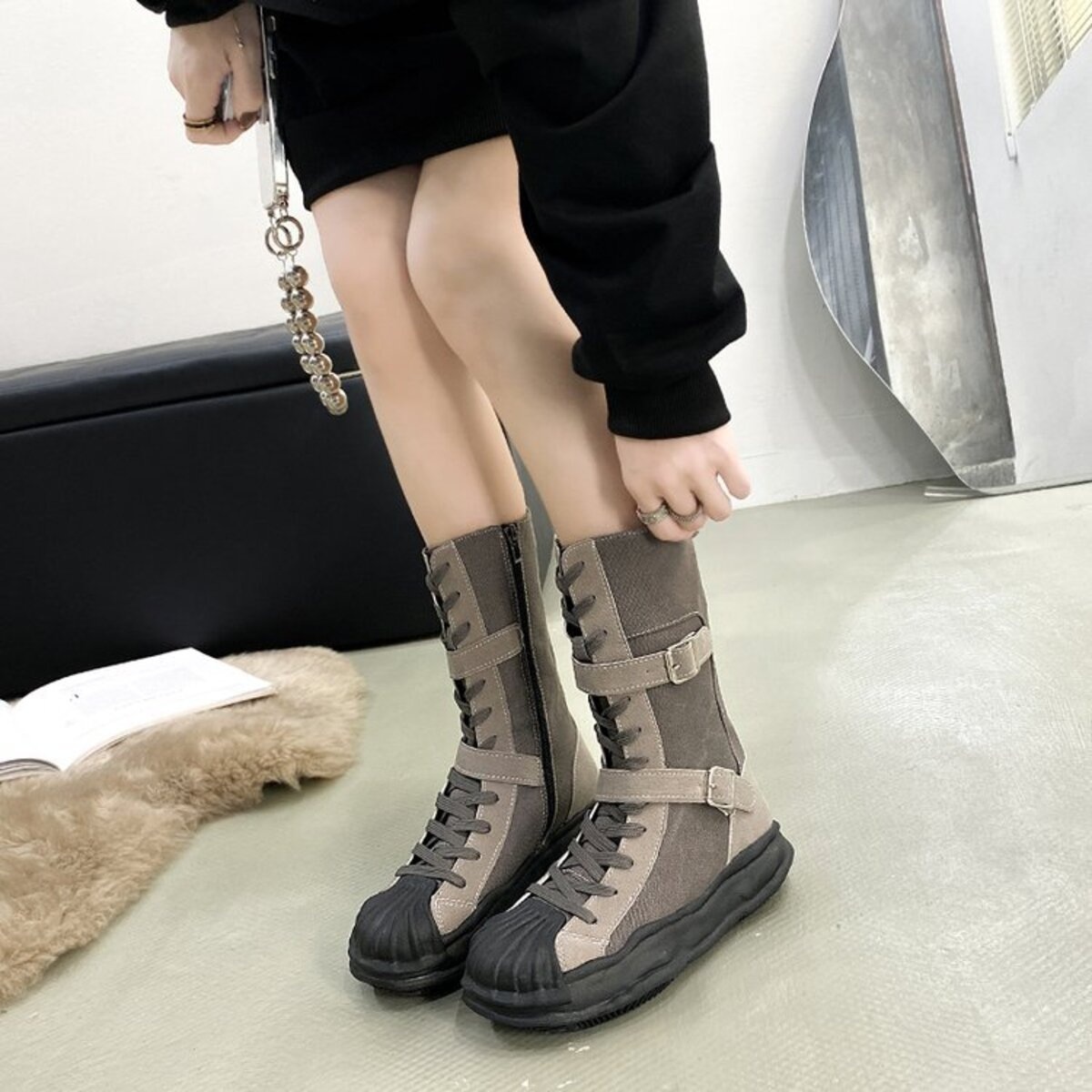 Buckled Lace Up Boots