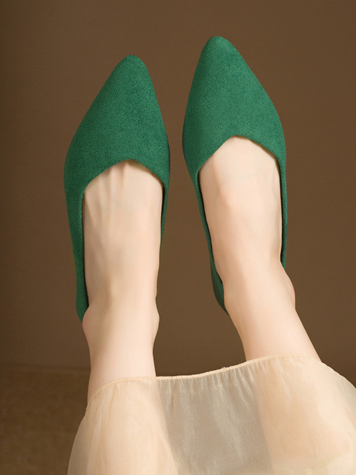Solid Color Point Toe Slip-Ons