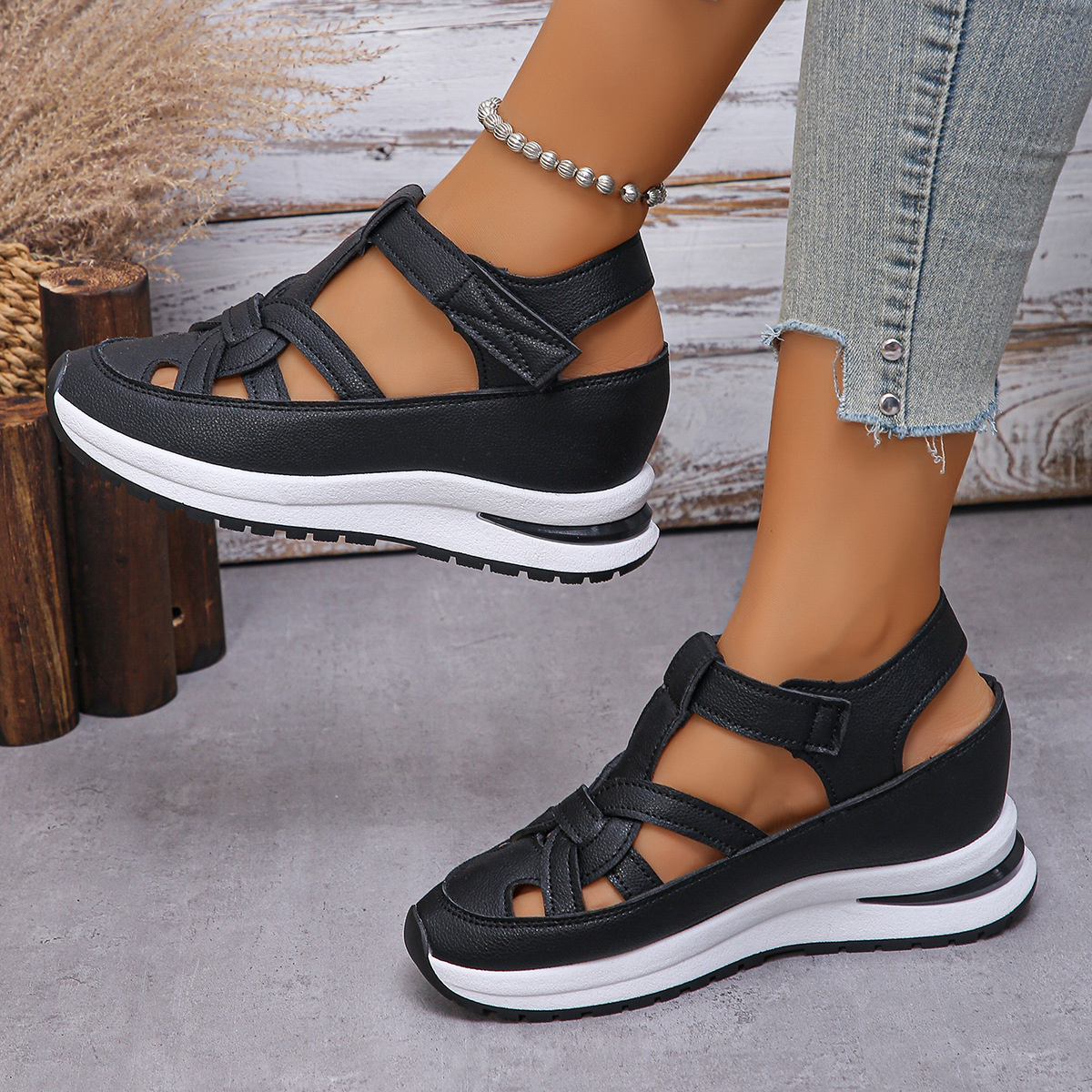 Round Toe Wedge Sandals