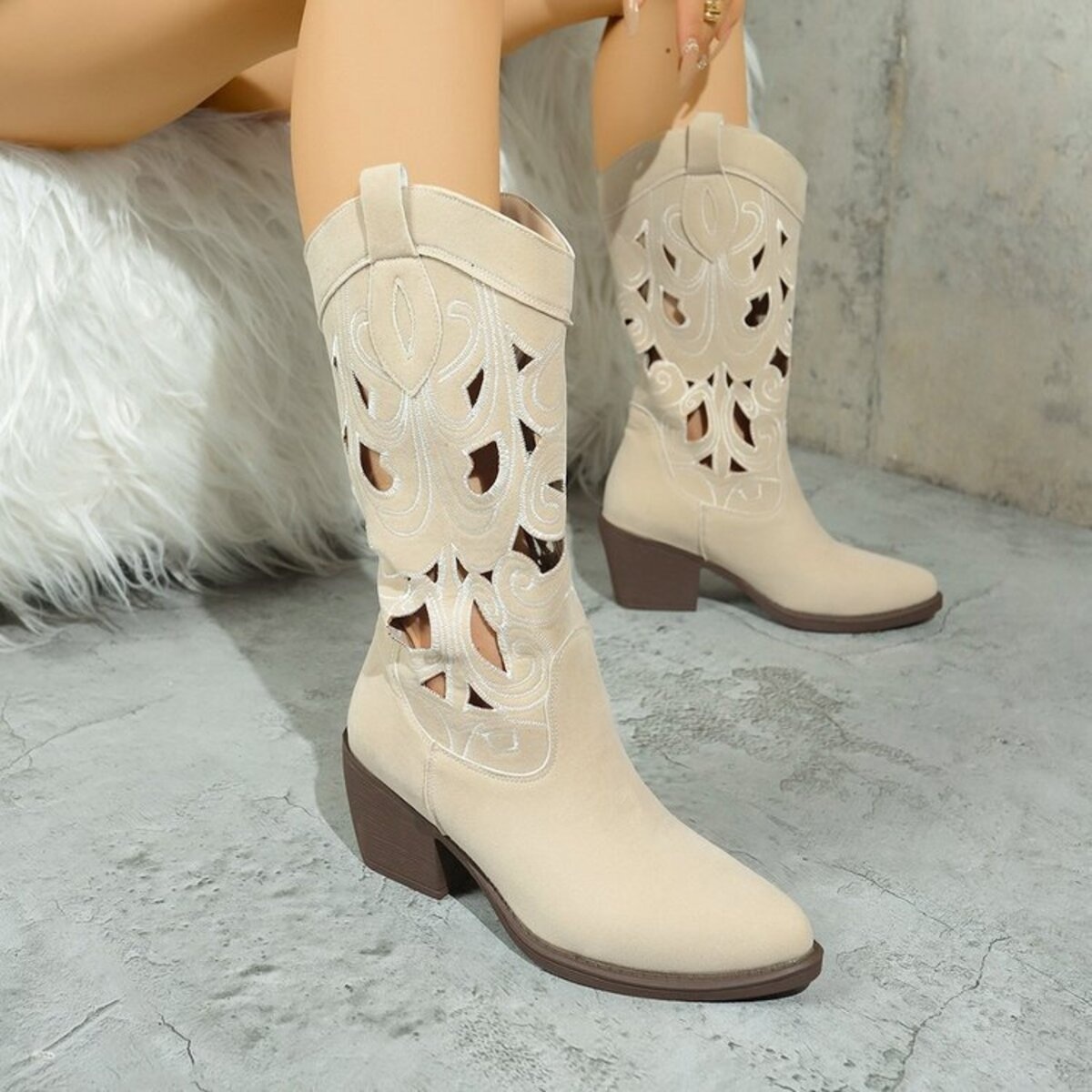 Cutout Point Toe Cowboy Boots