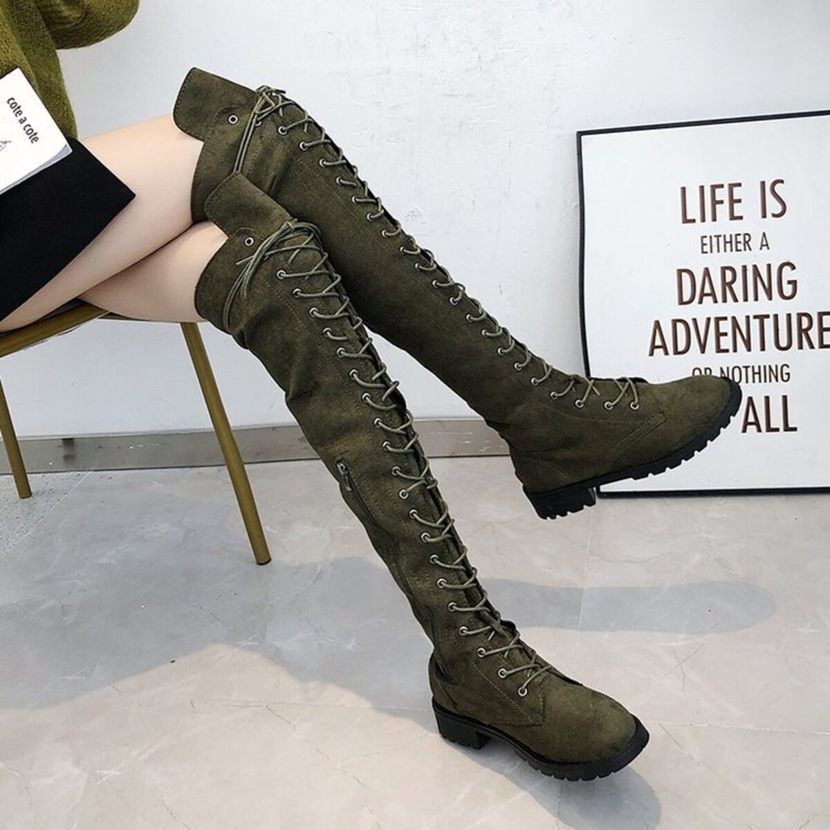 Lace-Up Over-the-Knee Boots
