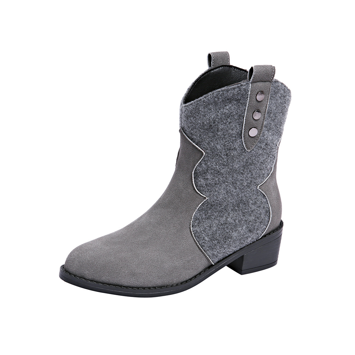 Round Toe Block Heels Boots