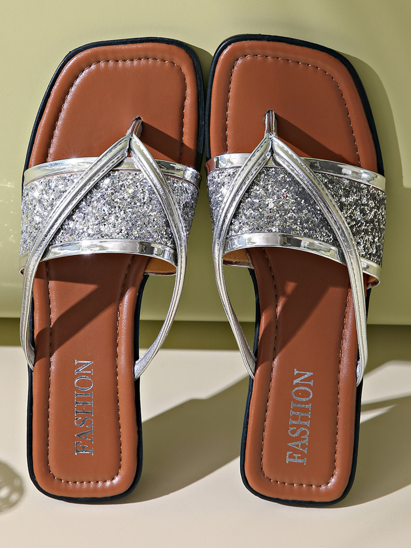 Glitter Cross-Strap Sandals