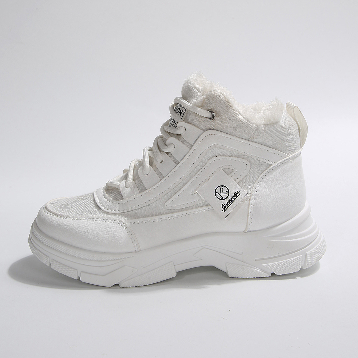 High-Top Platform Chunky Sneaker Boots with Lace-Up