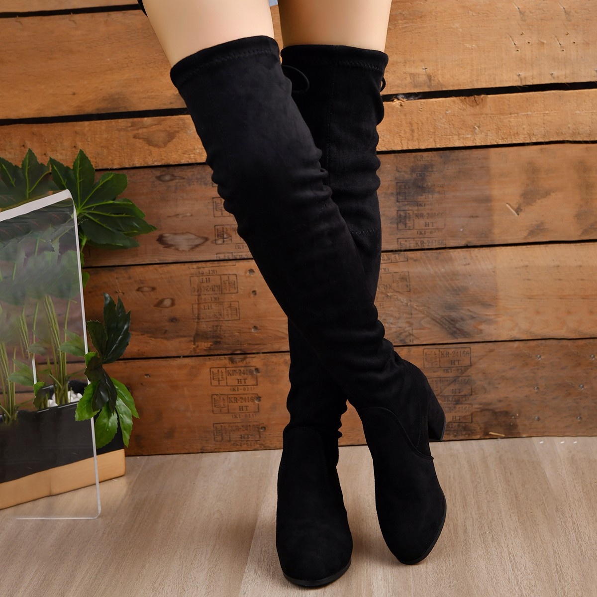 Round Toe Block Heels Boots