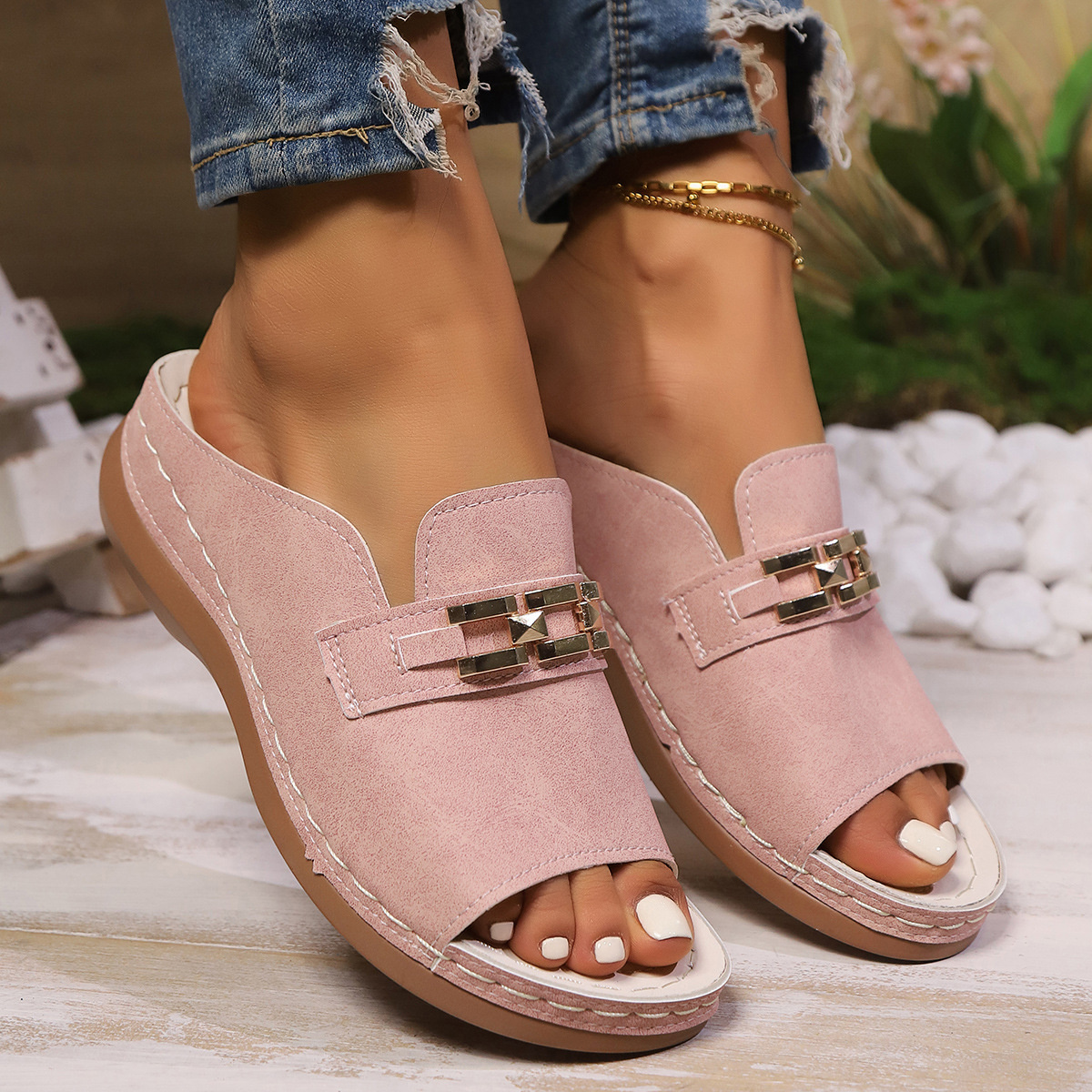 Peep Toe Wedge Sandals