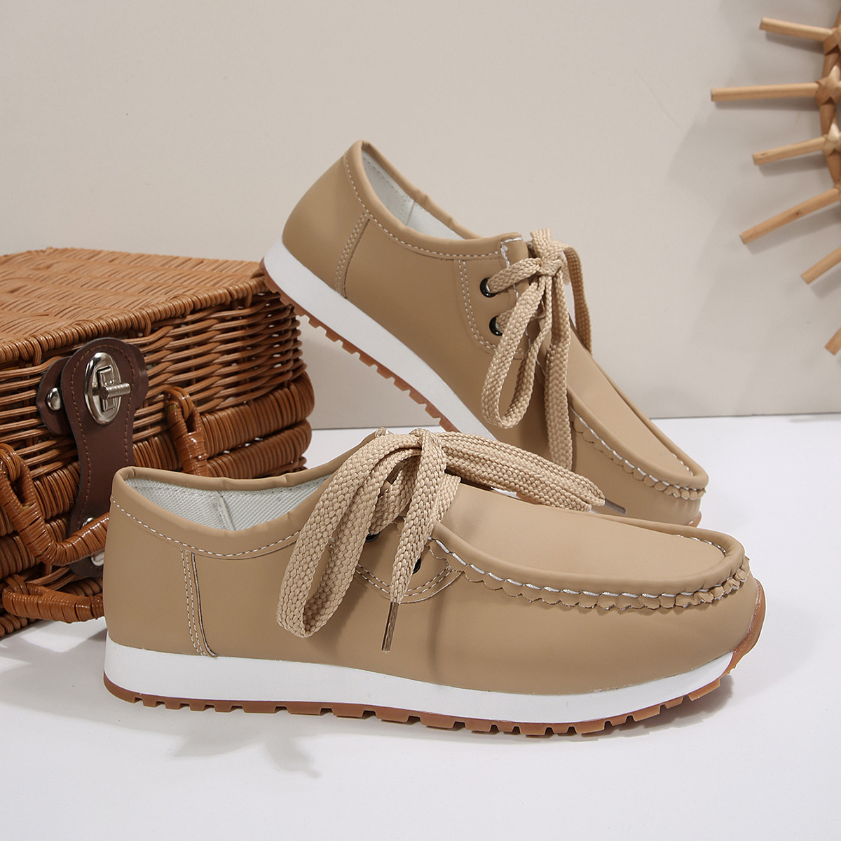 Round Toe Lace Up Sneakers