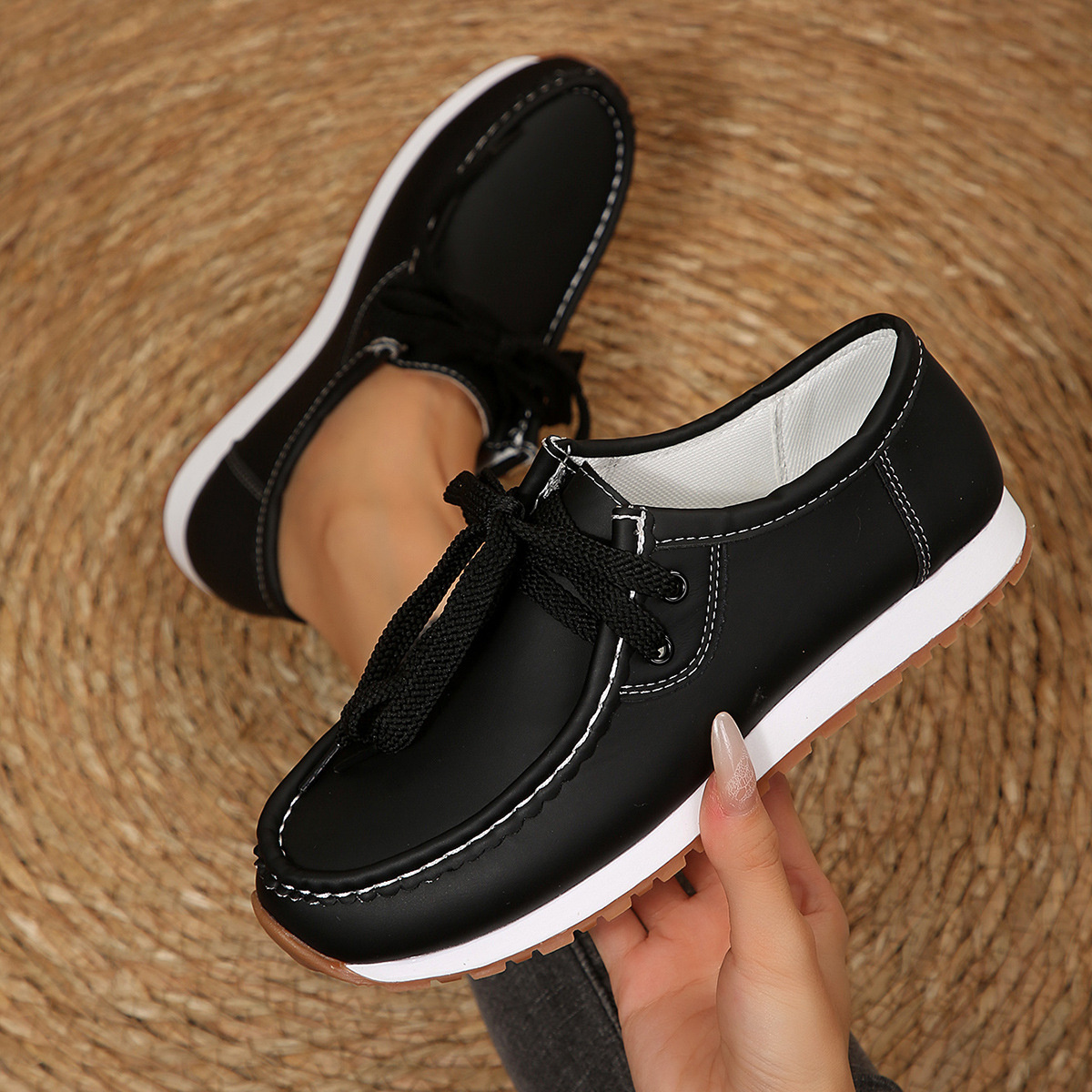 Round Toe Lace Up Sneakers