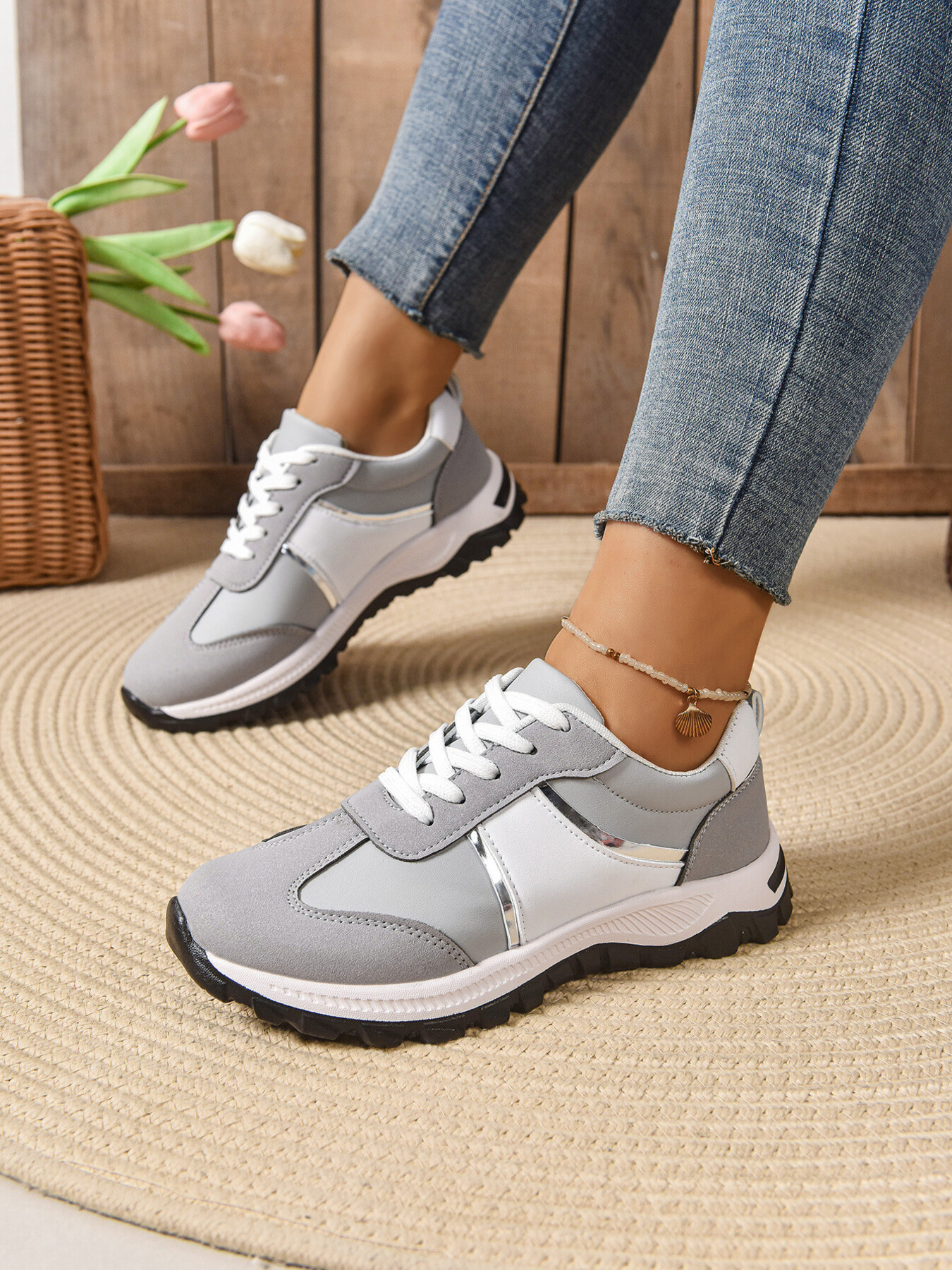Contrast Lace Up Sneakers