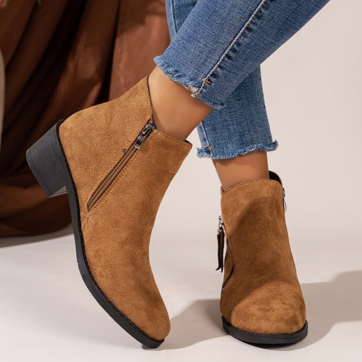 Point Toe Block Heels Boots