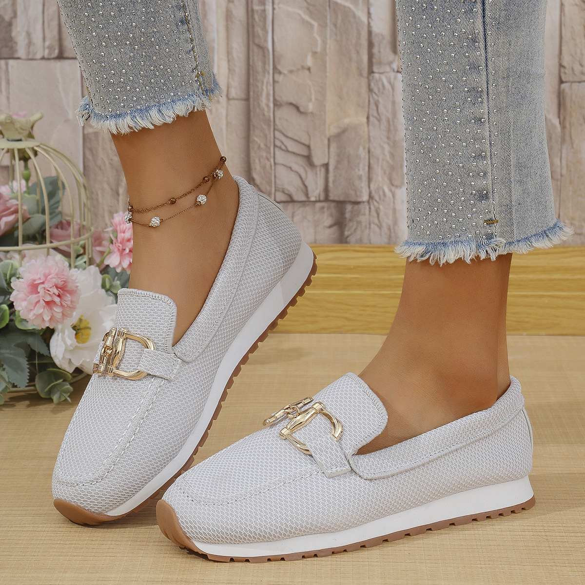 Mesh Round Toe Slip-Ons