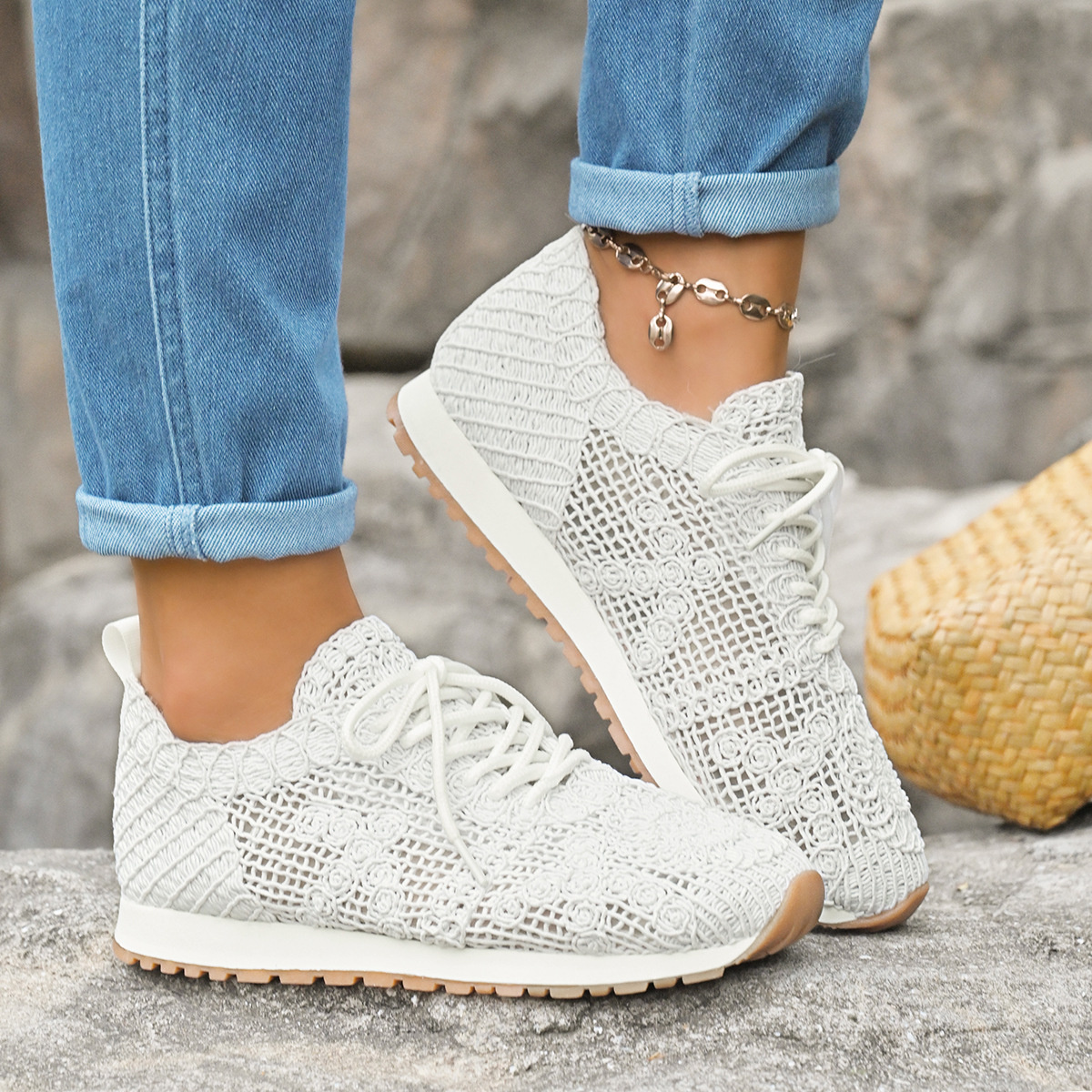 Round Toe Lace Up Sneakers