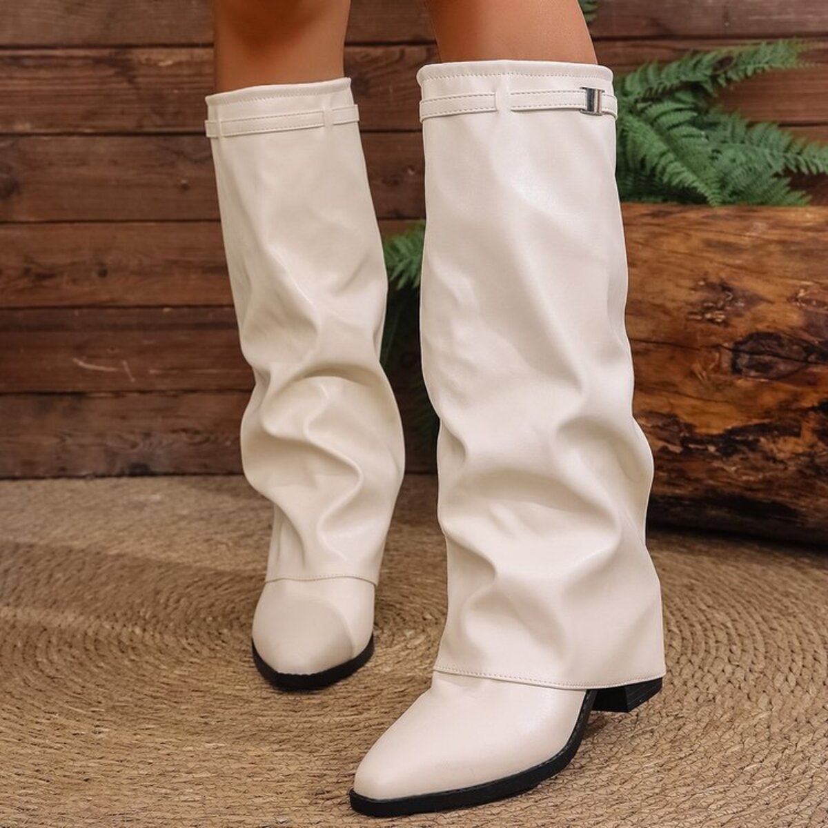 Point Toe Block Heels Boots