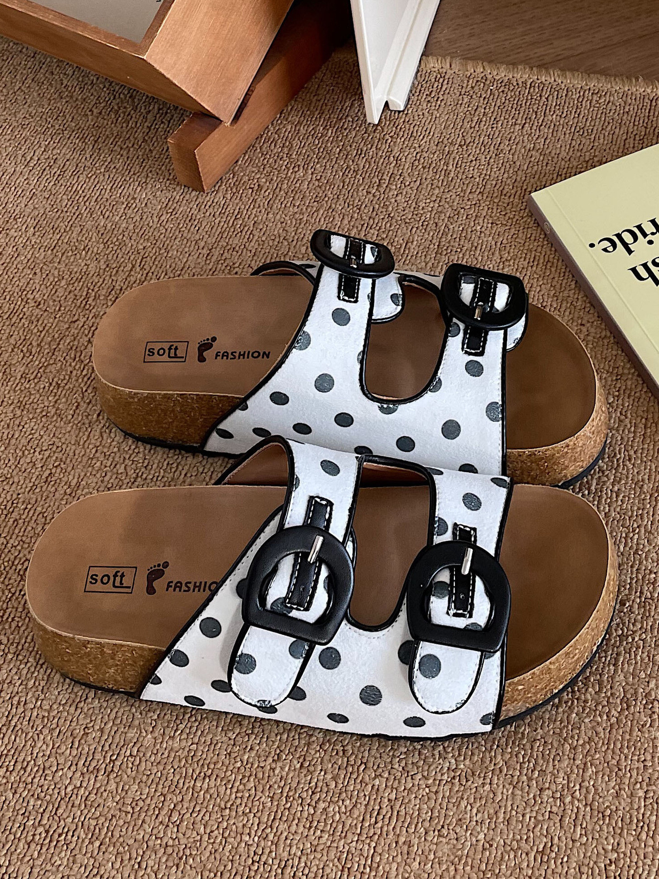 Polka Dot Double Buckle Comfort Sandals