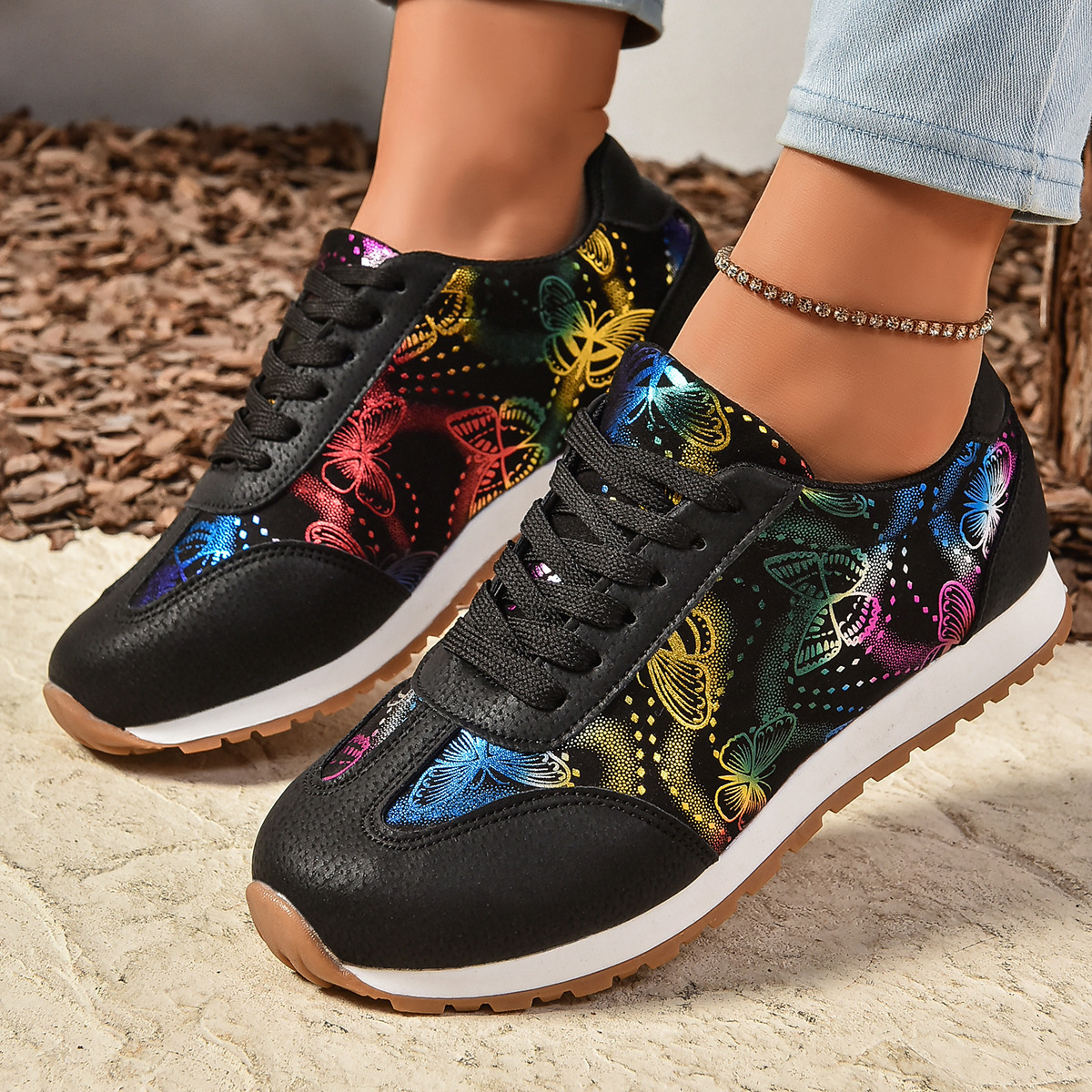 Butterfly Print Casual Sneakers
