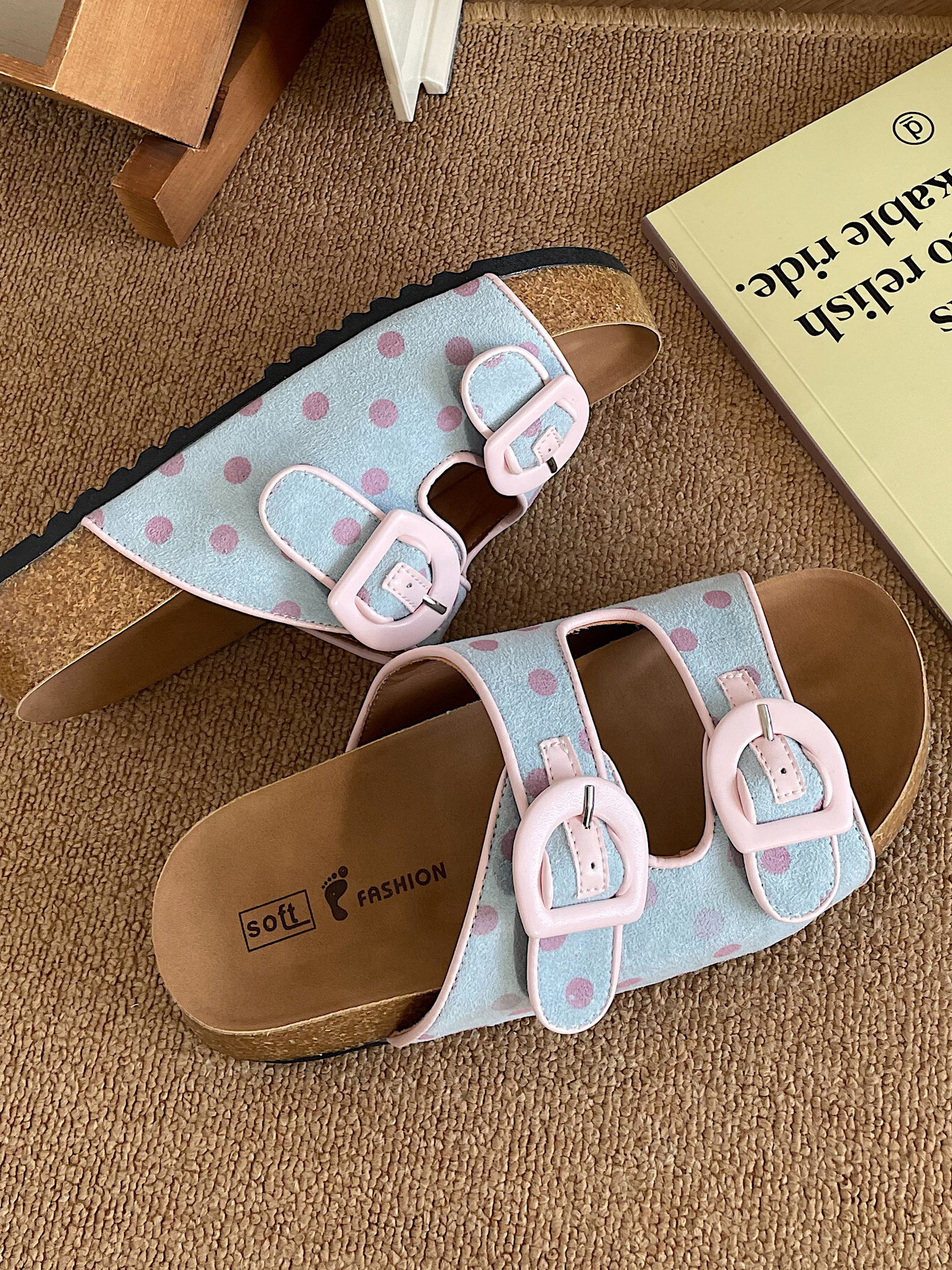 Polka Dot Double Buckle Comfort Sandals