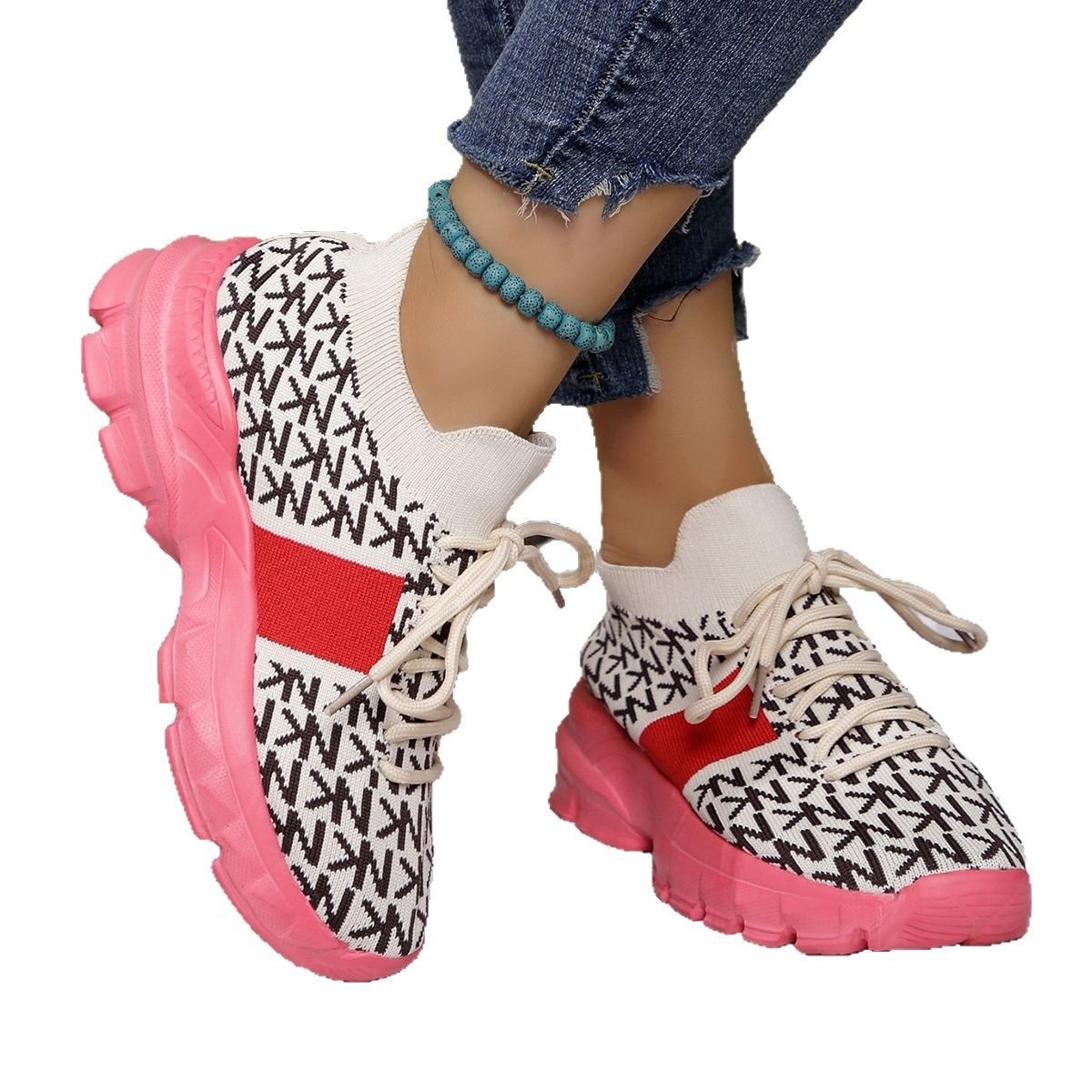 Round Toe Lace Up Sneakers