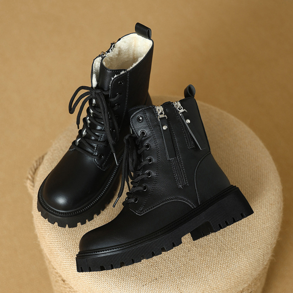 Lace-Up Ankle Combat Boots