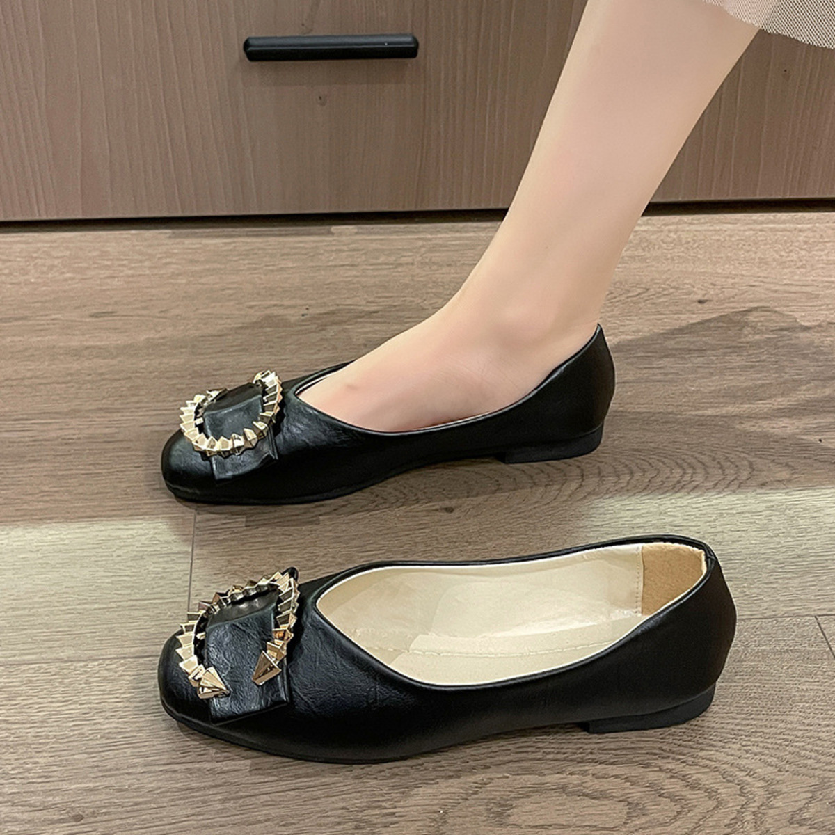 Square Toe Flat Slip-Ons
