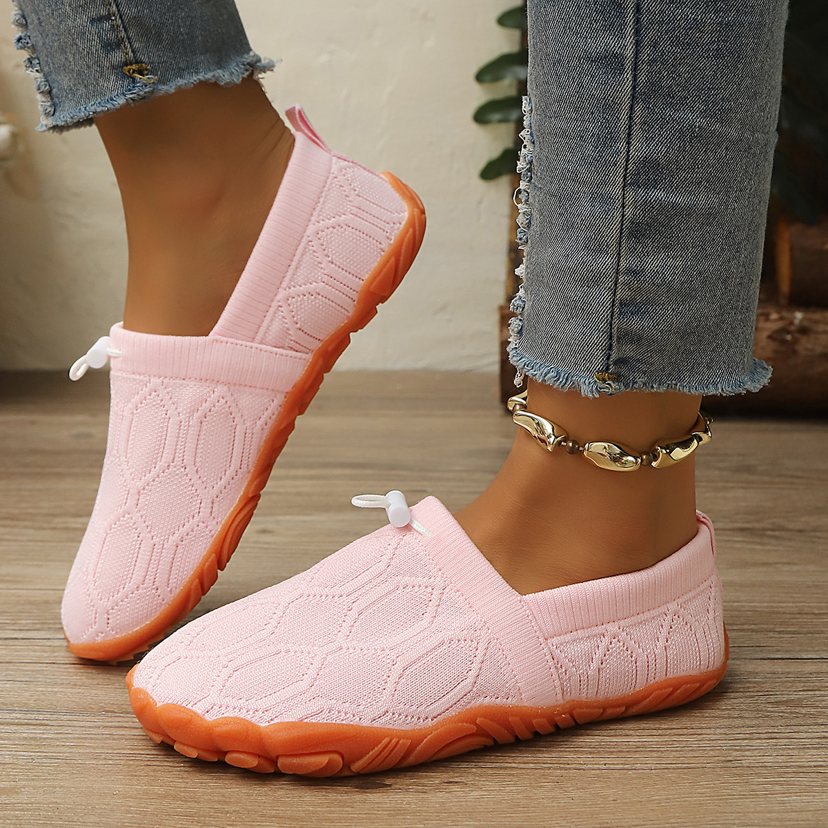 Round Toe Drawstring Slip-Ons