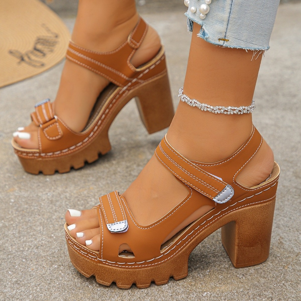 Open Toe Block Heels Sandals