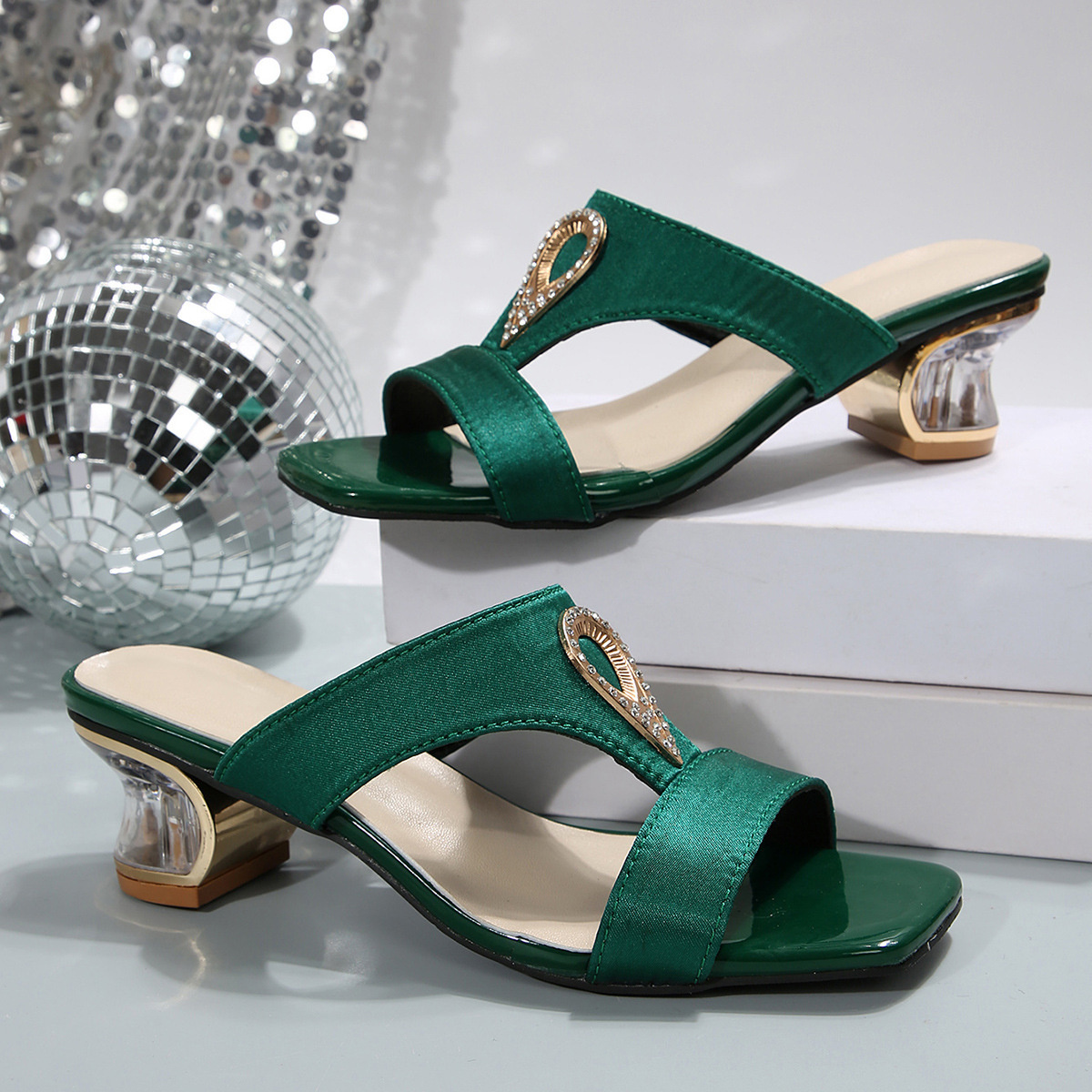 Open Toe Block Heels Sandals